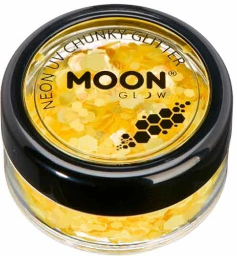 Moon Creations Chunky Glitter Neon UV Goud Geel 3 Moon Creations Chunky Glitter Neon UV Goud Geel