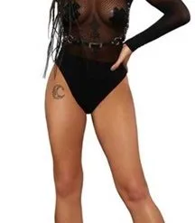 Fever Long Sleeve V Striped Bodysuit