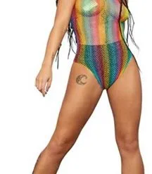 Fever Rainbow Fishnet Bodysuit