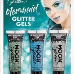 Moon Creations Mermaid Fijne Glitter Gels Groen Blauw Zilver