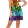 Smiffy's Regenboog Dames Glitterjurk -Lynn Dame regenboog dames glitterjurk